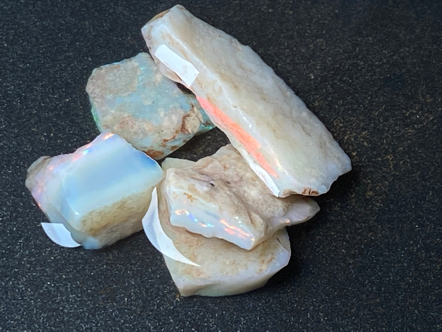 40 Carats, Natural Australian Opal Parcel, 5 Stones In The Rough, Coober Pedy