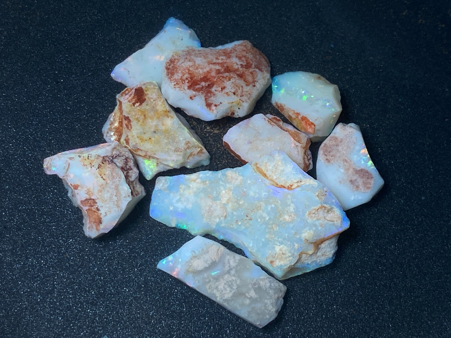 85 Carats or 0.6oz Natural Australian Opal Parcel, 9 Stones In The Rough, Coober Pedy, All Colours