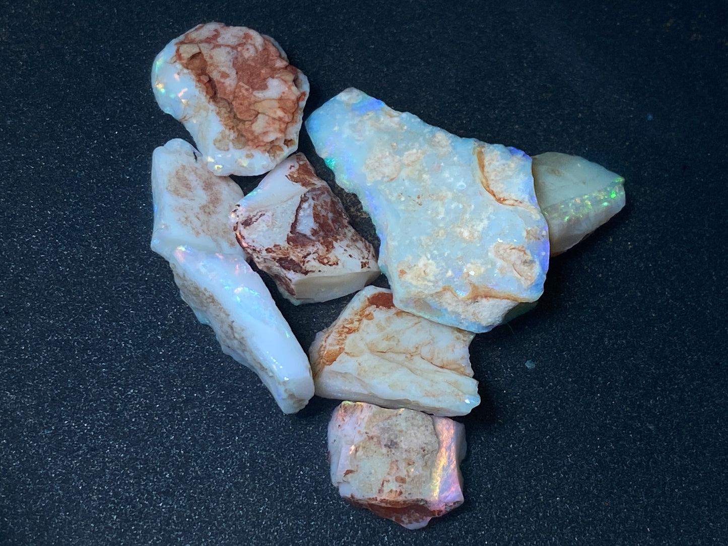 85 Carats or 0.6oz Natural Australian Opal Parcel, 9 Stones In The Rough, Coober Pedy, All Colours