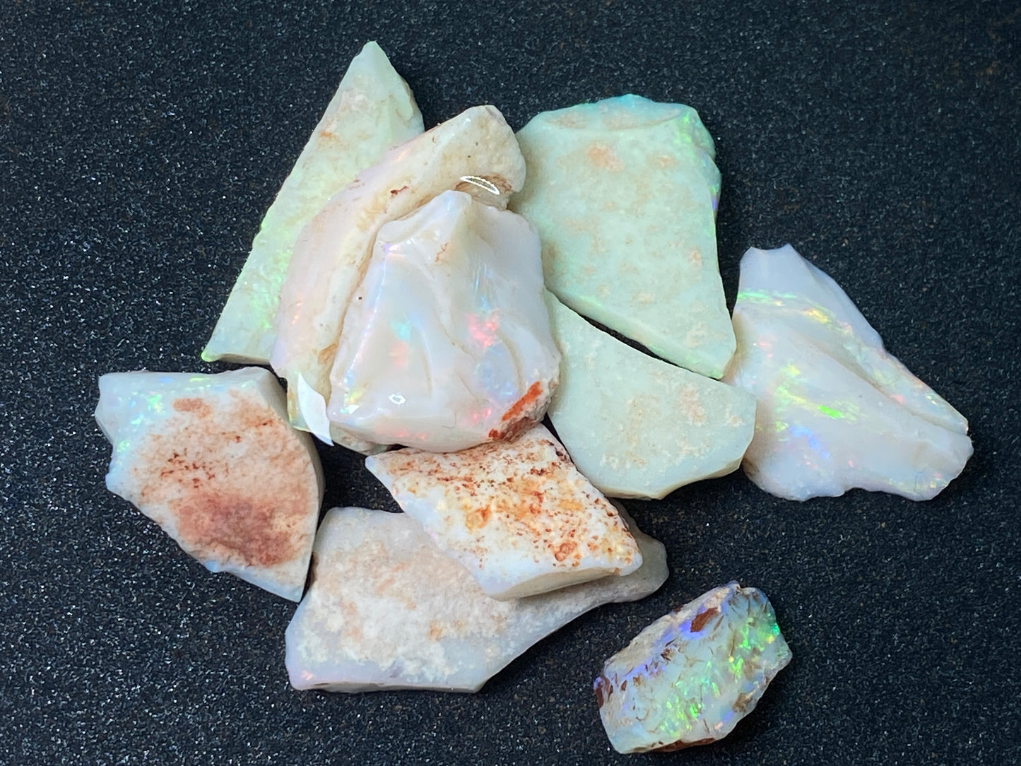 90 Carats or 0.6oz Natural Australian Opal Parcel, 10 Stones In The Rough, Coober Pedy, All Colours