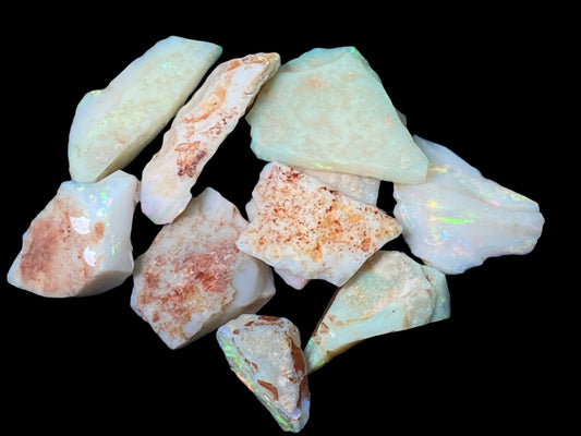 90 Carats or 0.6oz Natural Australian Opal Parcel, 10 Stones In The Rough, Coober Pedy, All Colours