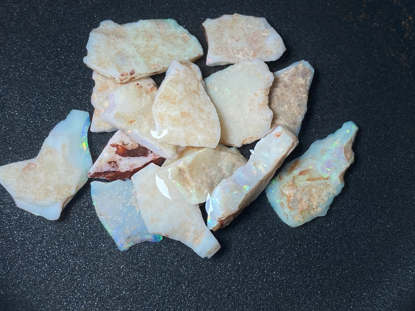 120 Carats Natural Australian Opal, 16 Stones In The Rough, Coober Pedy, All Colours