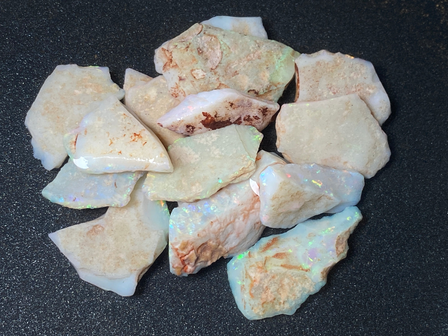 120 Carats Natural Australian Opal, 16 Stones In The Rough, Coober Pedy, All Colours