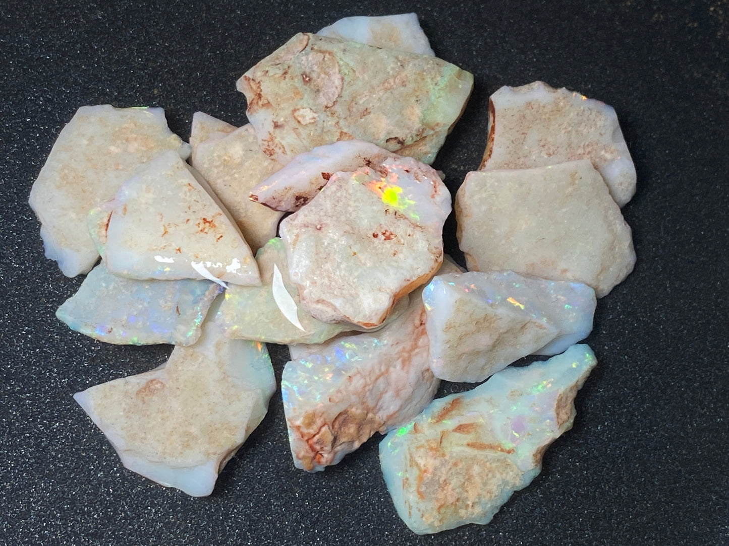 120 Carats Natural Australian Opal, 16 Stones In The Rough, Coober Pedy, All Colours