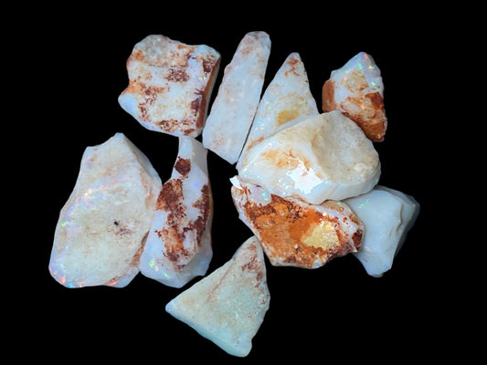 90 Carats or 0.6oz Natural Australian Opal Parcel, 10 Stones In The Rough, Coober Pedy