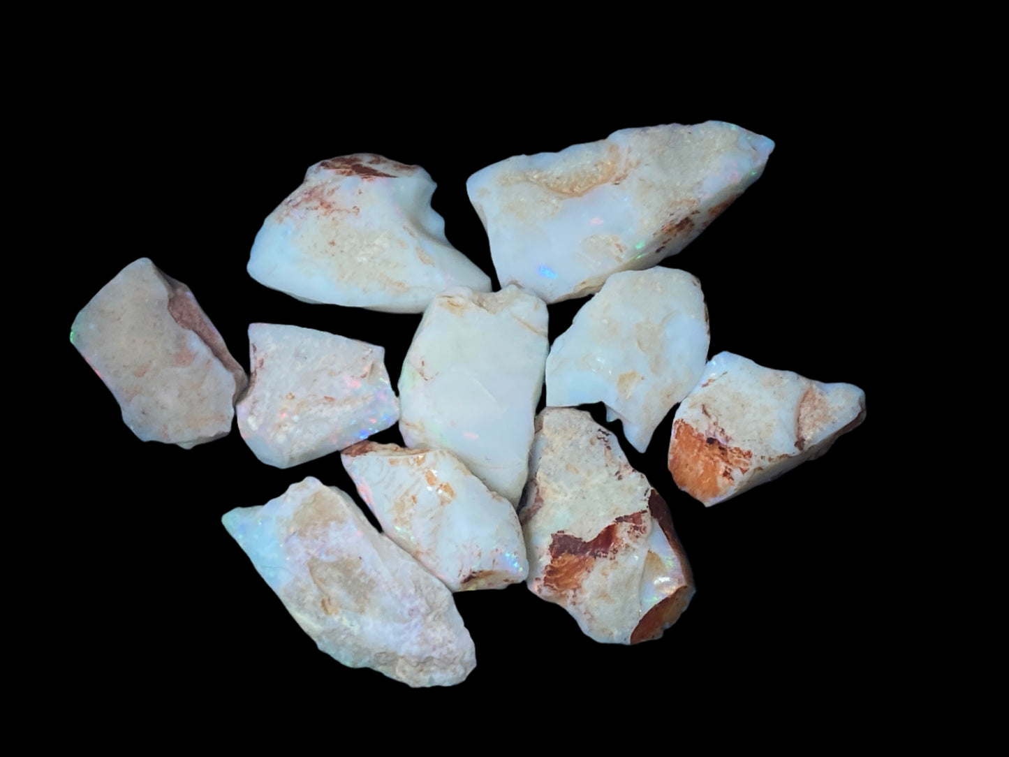 90 Carats or 0.6oz Natural Australian Opal Parcel, 10 Stones In The Rough, Coober Pedy