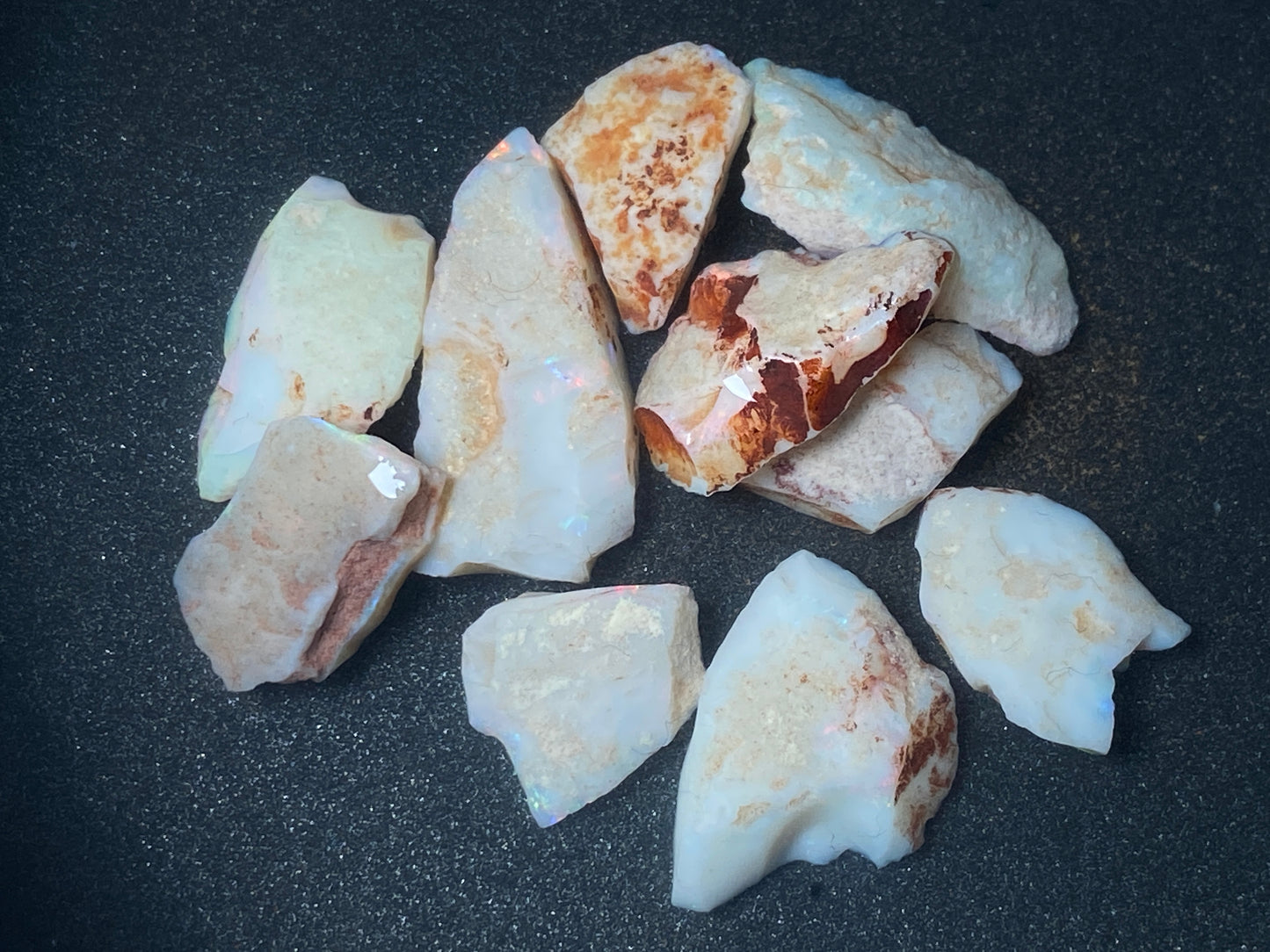 90 Carats or 0.6oz Natural Australian Opal Parcel, 10 Stones In The Rough, Coober Pedy