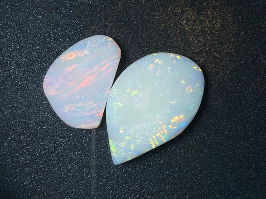 33 Carats Natural Australian Opal Parcel, Two Large Stones, Rough / Rubs, Coober Pedy White