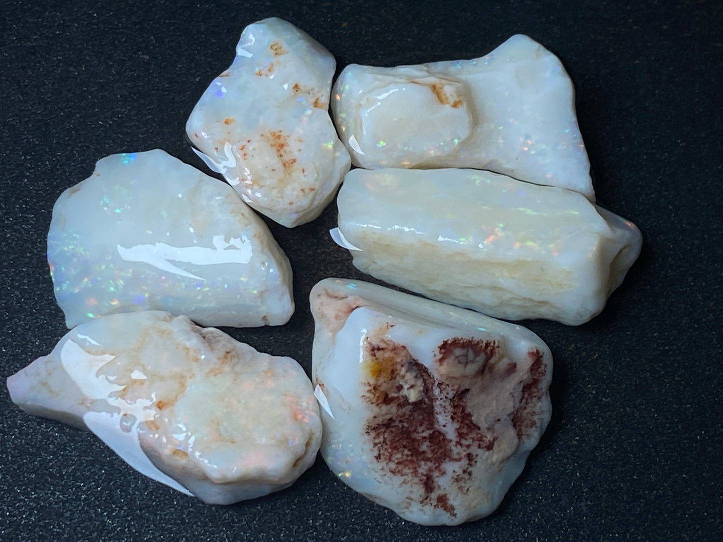 1oz Natural Australian Opal Parcel, 6 Large Stones, Coober Pedy In The Rough