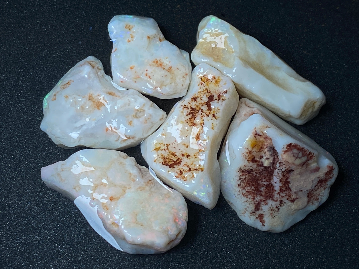 1oz Natural Australian Opal Parcel, 6 Large Stones, Coober Pedy In The Rough