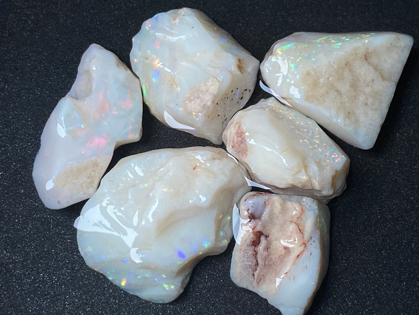 1oz Natural Australian Opal Parcel, 6 Large Stones, Coober Pedy In The Rough