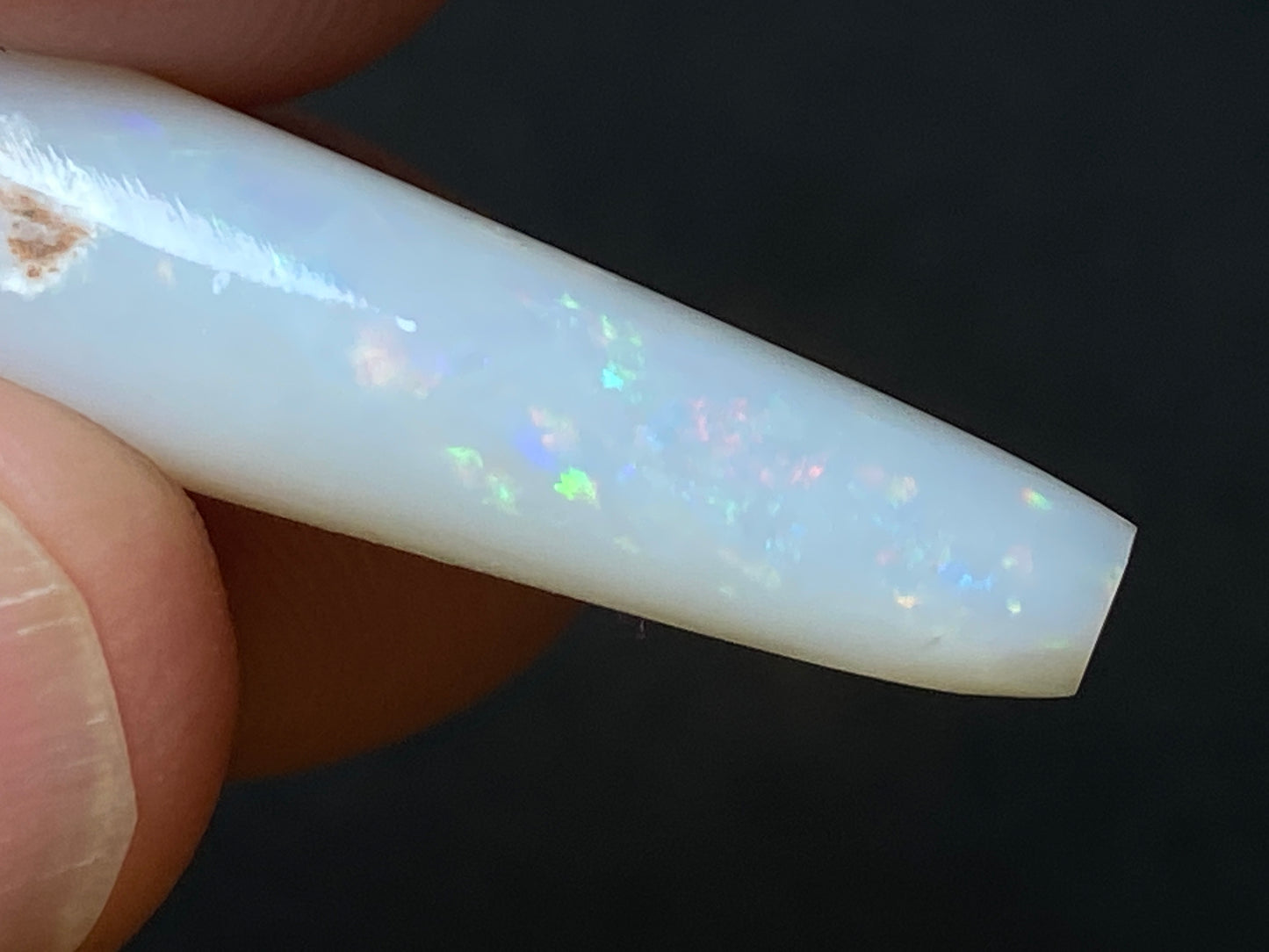 10 Carats Natural Australian Opal Belemnite, In The Rough, Reds And Greens