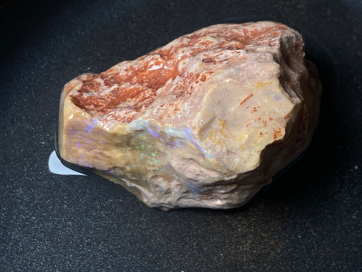 2.3oz Andamooka Honey Matrix Opal, Big Stone In The Rough, Colours Throughout , Reds, Greens and Blues