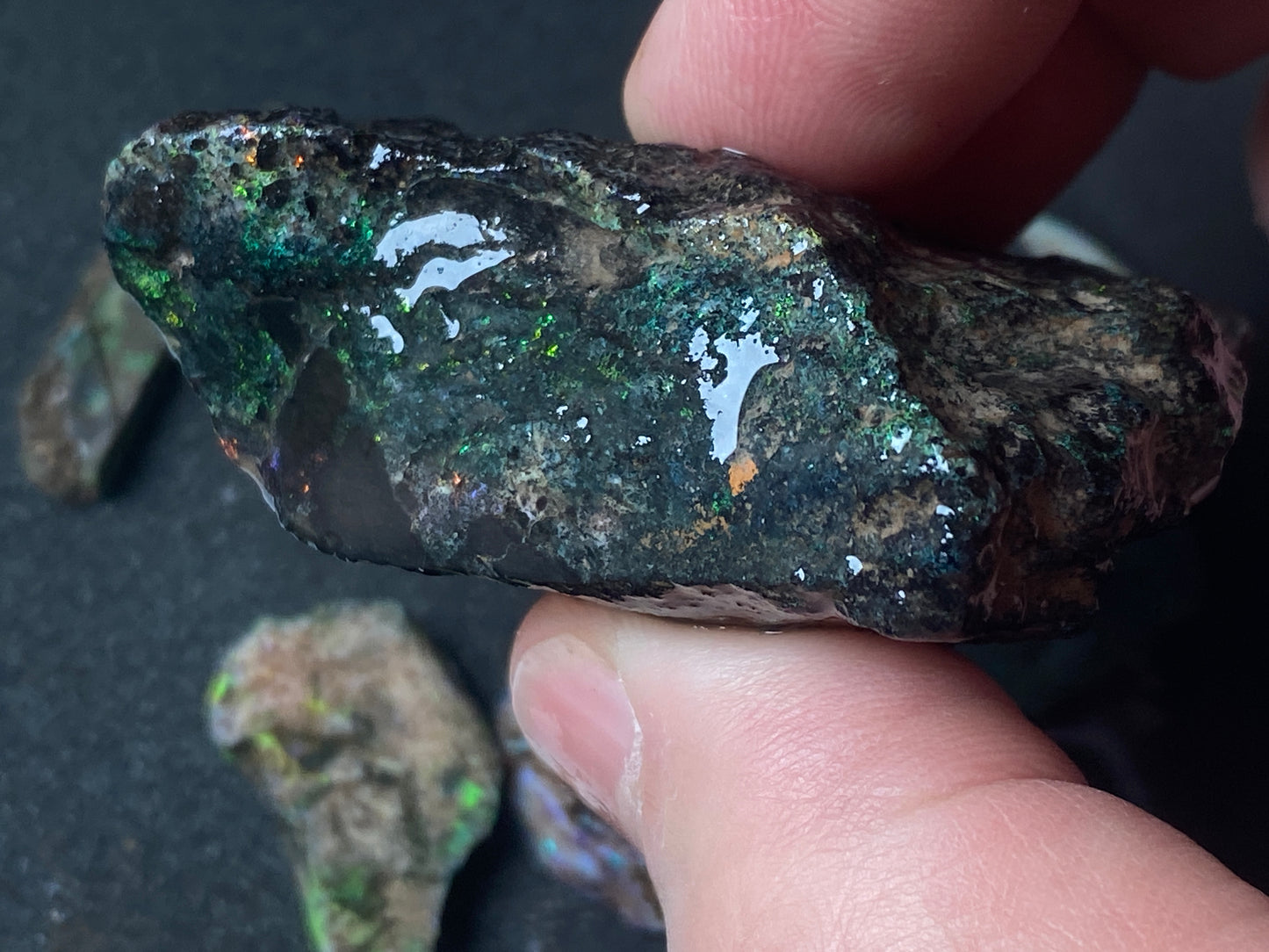 2oz Andamooka Matrix Opal Parcel, In The Rough, Test Treated, Going Black With All Colours.