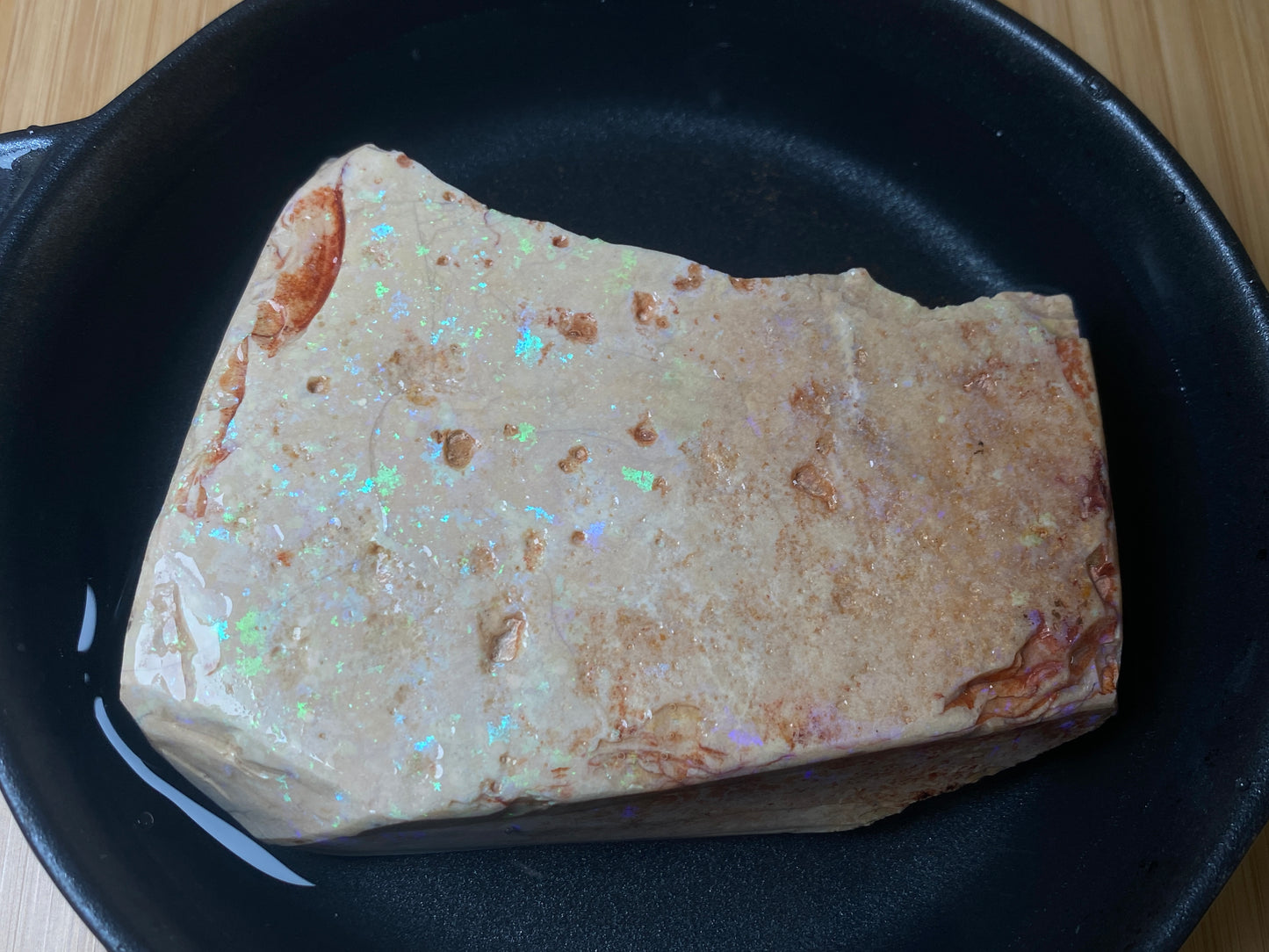 12oz Andamooka Matrix Opal Slab, In The Rough, Shining Greens and Blues.