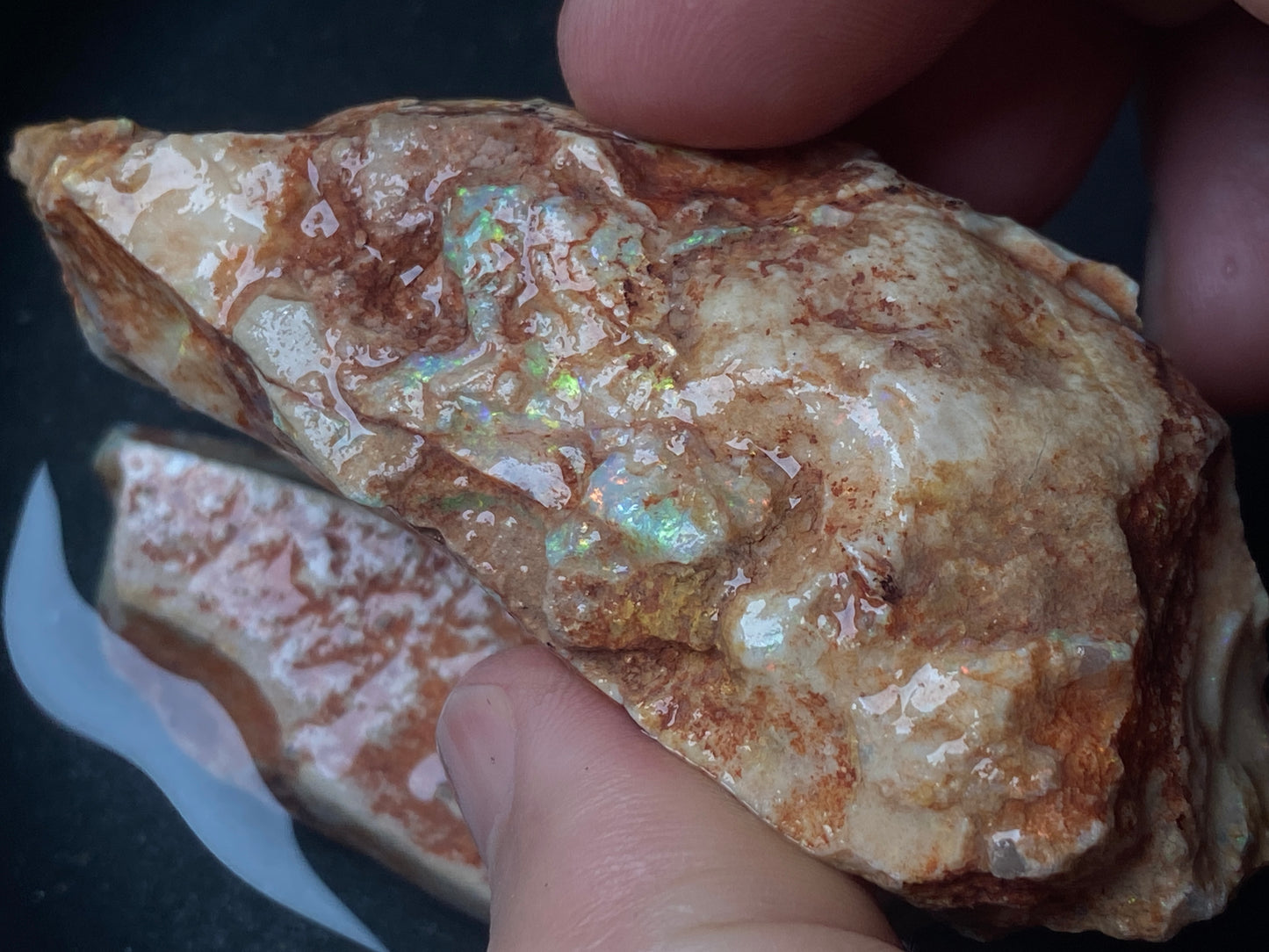 3.5oz Andamooka Matrix Opal Parcel, 2 Stones In The Rough, Showing Good Colours.