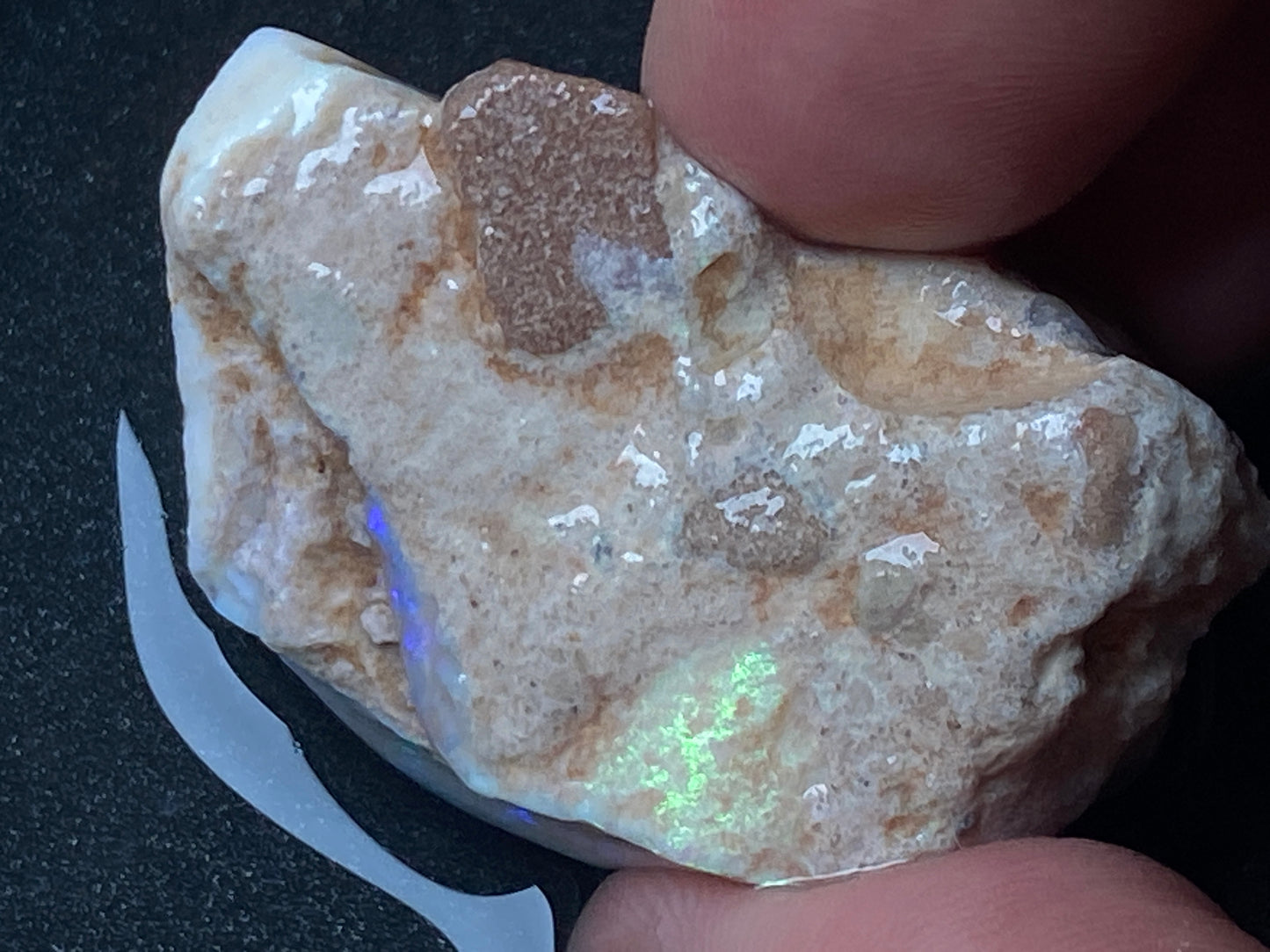 1oz Andamooka Matrix Opal, In The Rough, Bright Greens and Blues