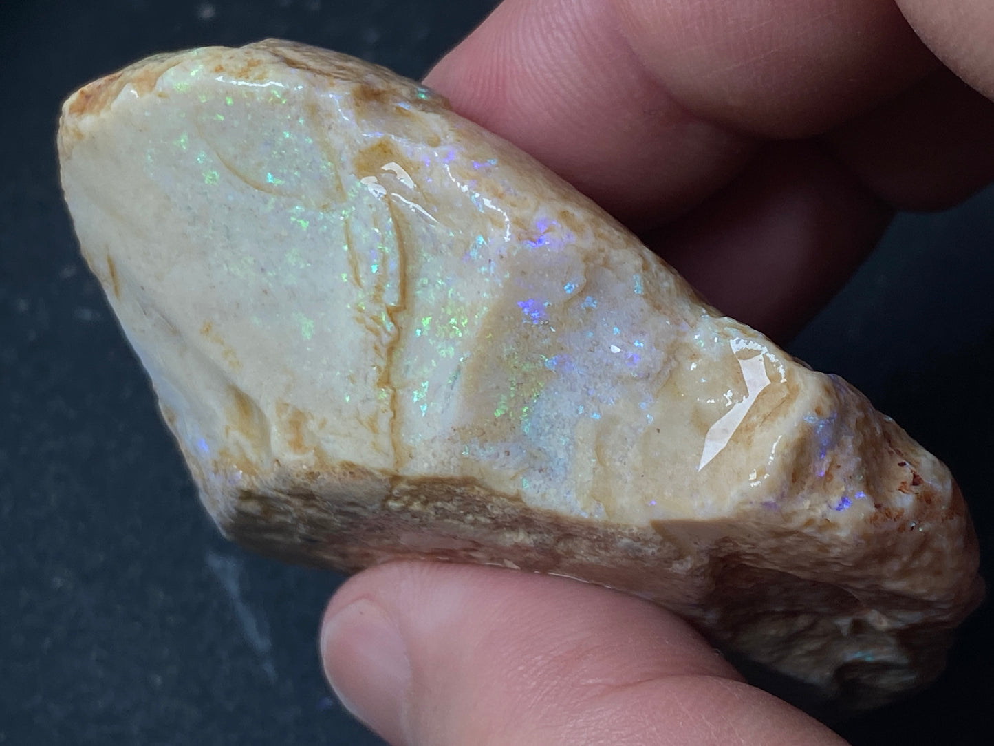 3oz, Andamooka Matrix Opal, In The Rough, Huge Rock With Bright Blues and Greens.