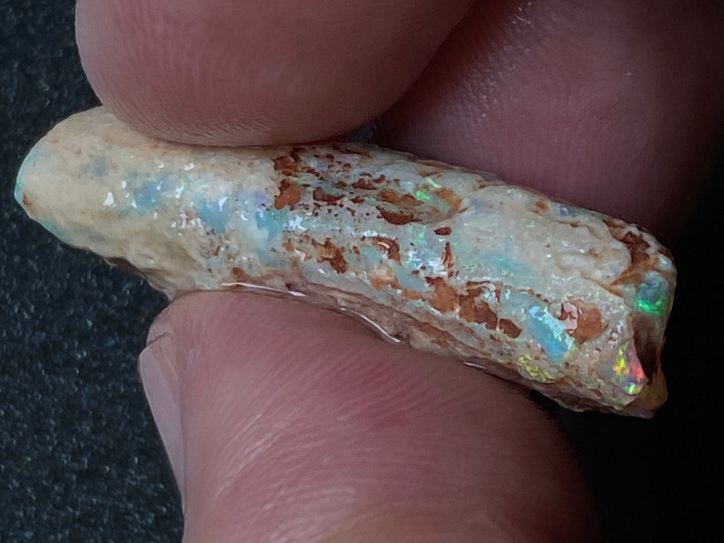 20 Carats, Natural Australian Opal, Belemnite In The Rough, AAA Gem With Amazing Crystal B5 Bright Crystal Colours