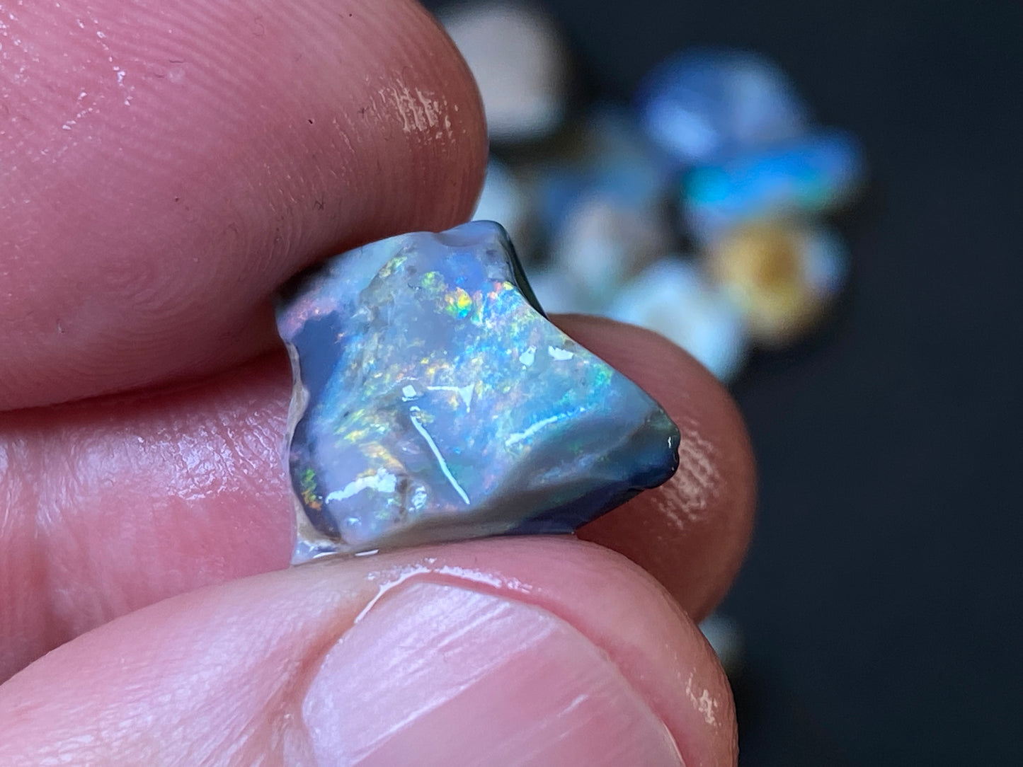 80 Carats Natural Australian Opal, Lightning Ridge Rough Parcel, Black and Crystal.