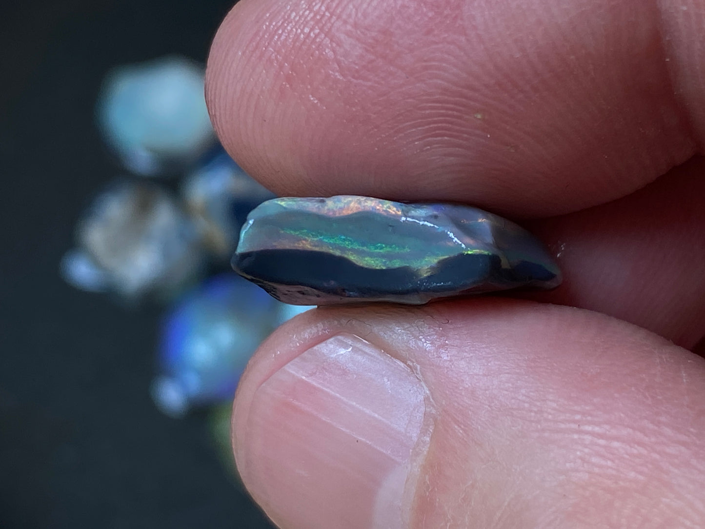 80 Carats Natural Australian Opal, Lightning Ridge Rough Parcel, Black and Crystal.