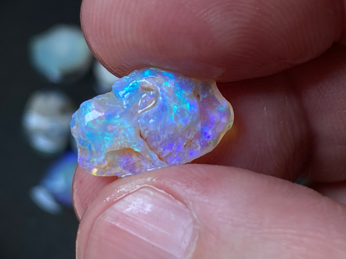 80 Carats Natural Australian Opal, Lightning Ridge Rough Parcel, Black and Crystal.