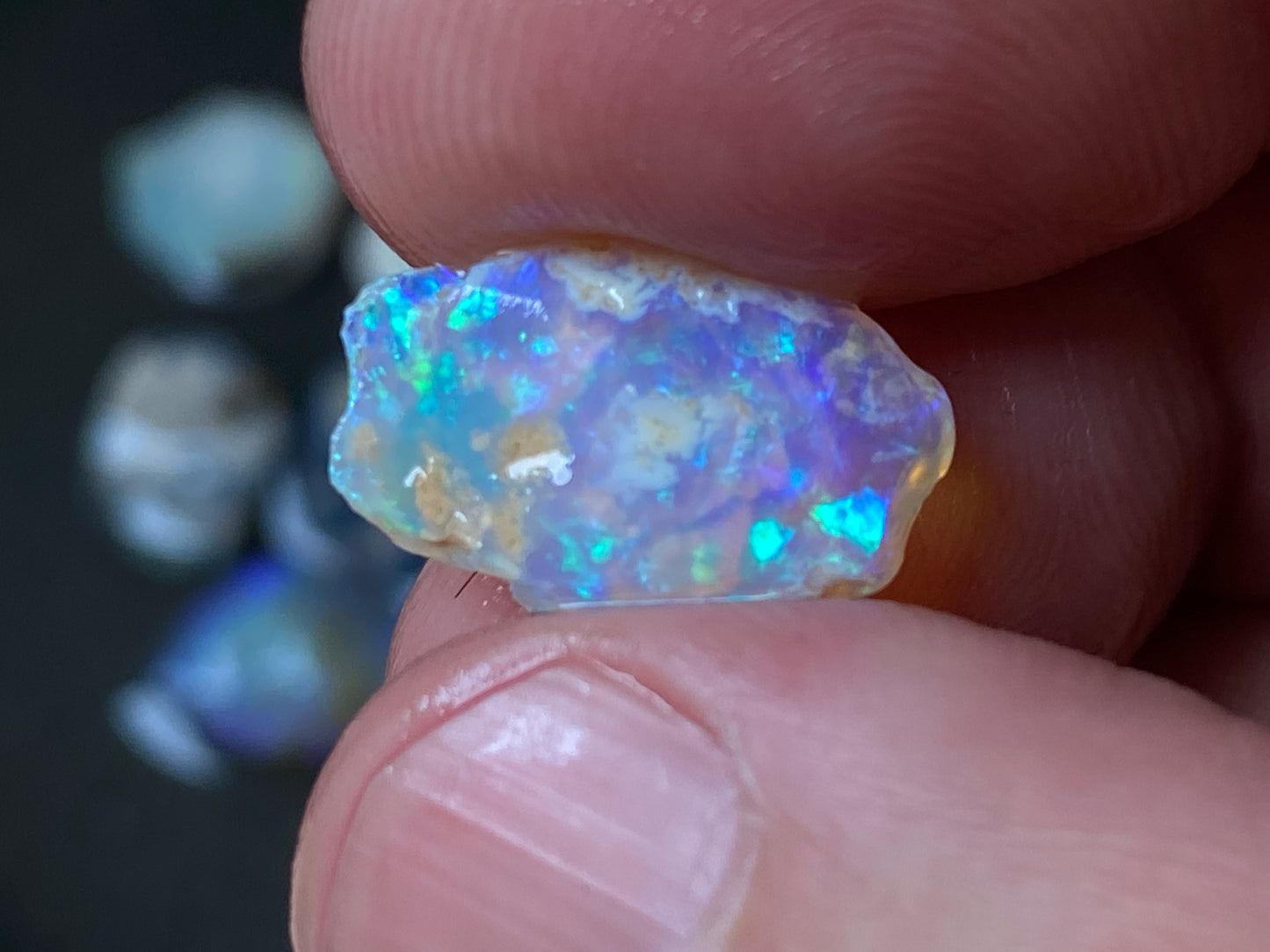 80 Carats Natural Australian Opal, Lightning Ridge Rough Parcel, Black and Crystal.