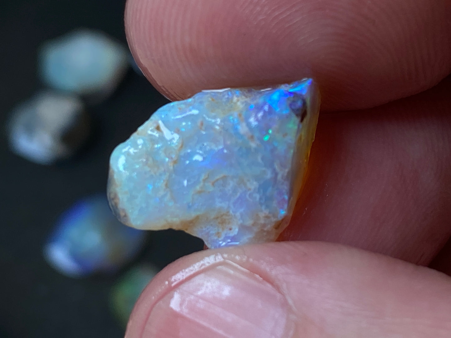 80 Carats Natural Australian Opal, Lightning Ridge Rough Parcel, Black and Crystal.