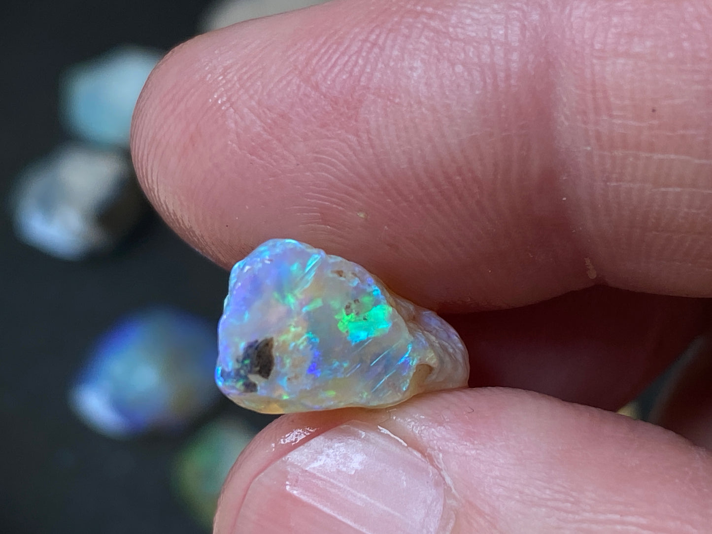 80 Carats Natural Australian Opal, Lightning Ridge Rough Parcel, Black and Crystal.