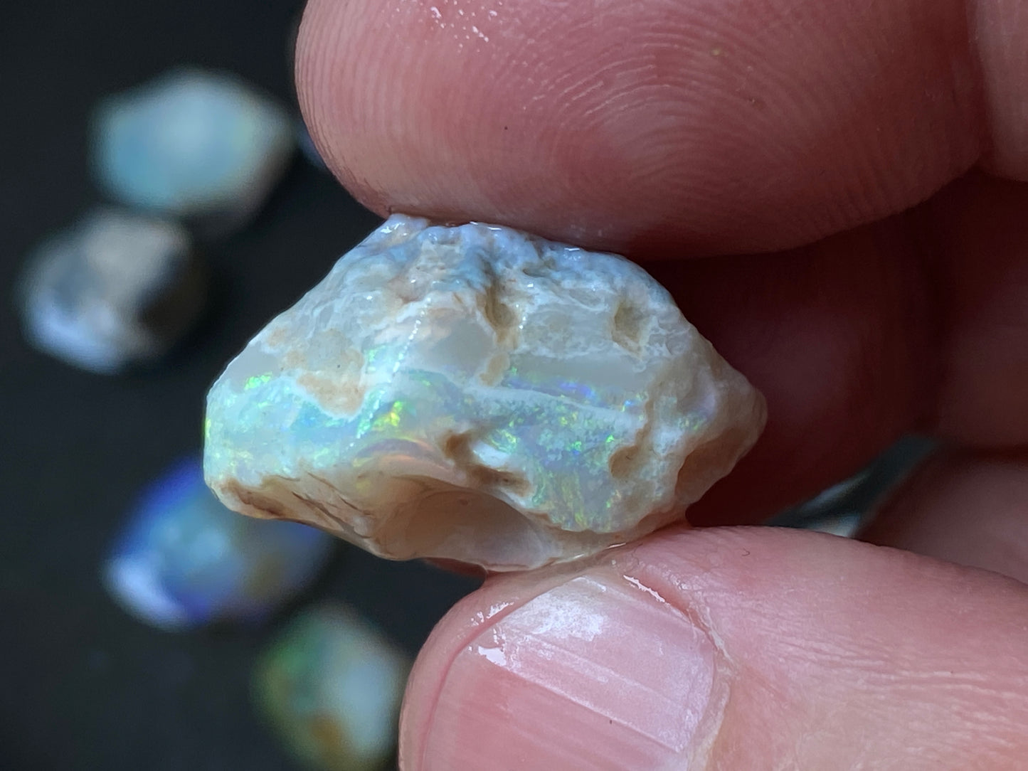 80 Carats Natural Australian Opal, Lightning Ridge Rough Parcel, Black and Crystal.