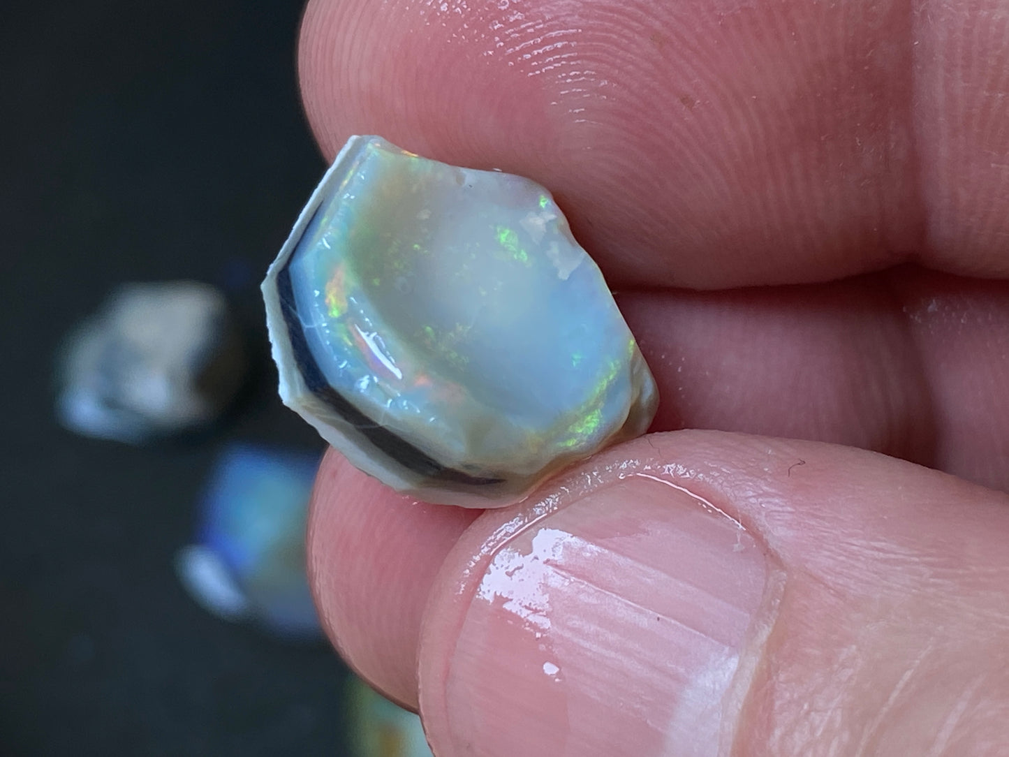 80 Carats Natural Australian Opal, Lightning Ridge Rough Parcel, Black and Crystal.