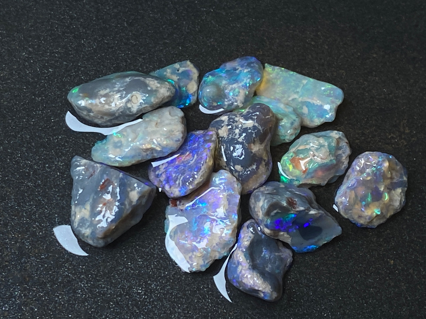 60 Cts, Natural Australian Opal Parcel, Lightning Ridge Black and Crystal Nobbies In The Rough