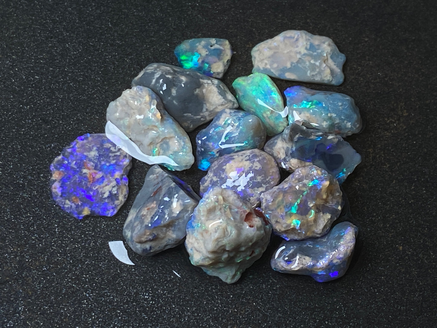 60 Cts, Natural Australian Opal Parcel, Lightning Ridge Black and Crystal Nobbies In The Rough