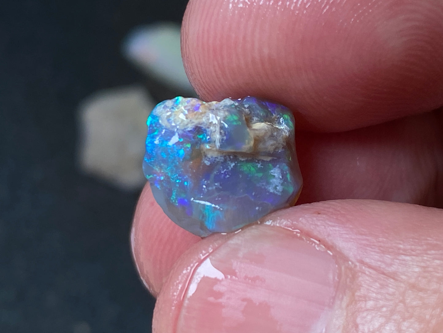 70 Cts, Natural Australian Opal Parcel, 13 Stones Lightning Ridge In The Rough, Crystal and Black