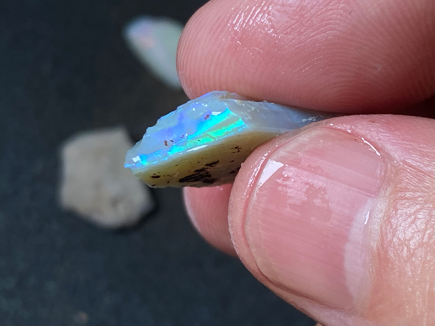 70 Cts, Natural Australian Opal Parcel, 13 Stones Lightning Ridge In The Rough, Crystal and Black