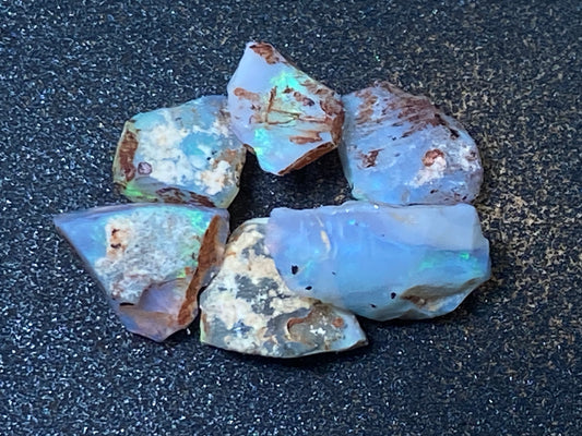 21 Cts Australian Opal Parcel, In The Rough, 6 Small Stones, Rare Lambina,