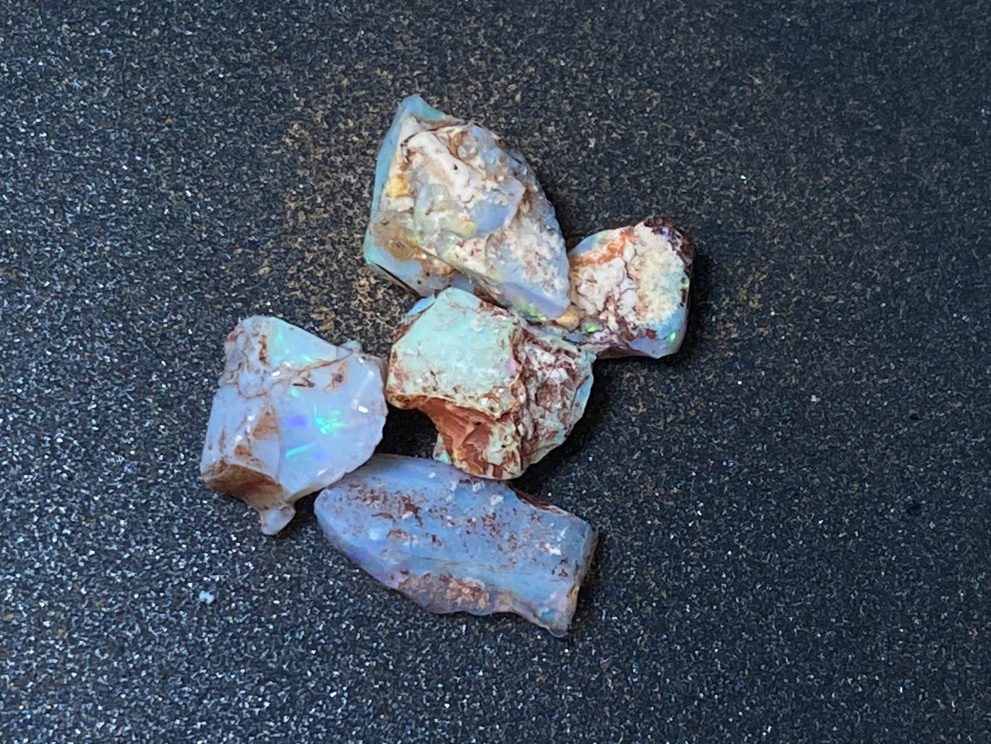 19 Cts Australian Opal Parcel, In The Rough, 6 Small Stones, Rare Lambina