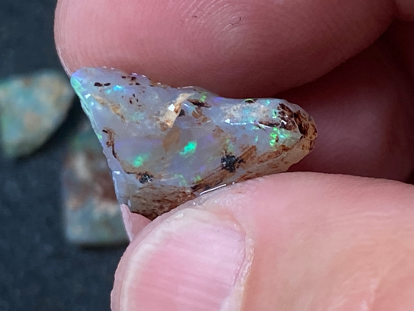 27 Cts Australian Opal Parcel, In The Rough, 8 Small Stones, Rare Lambina