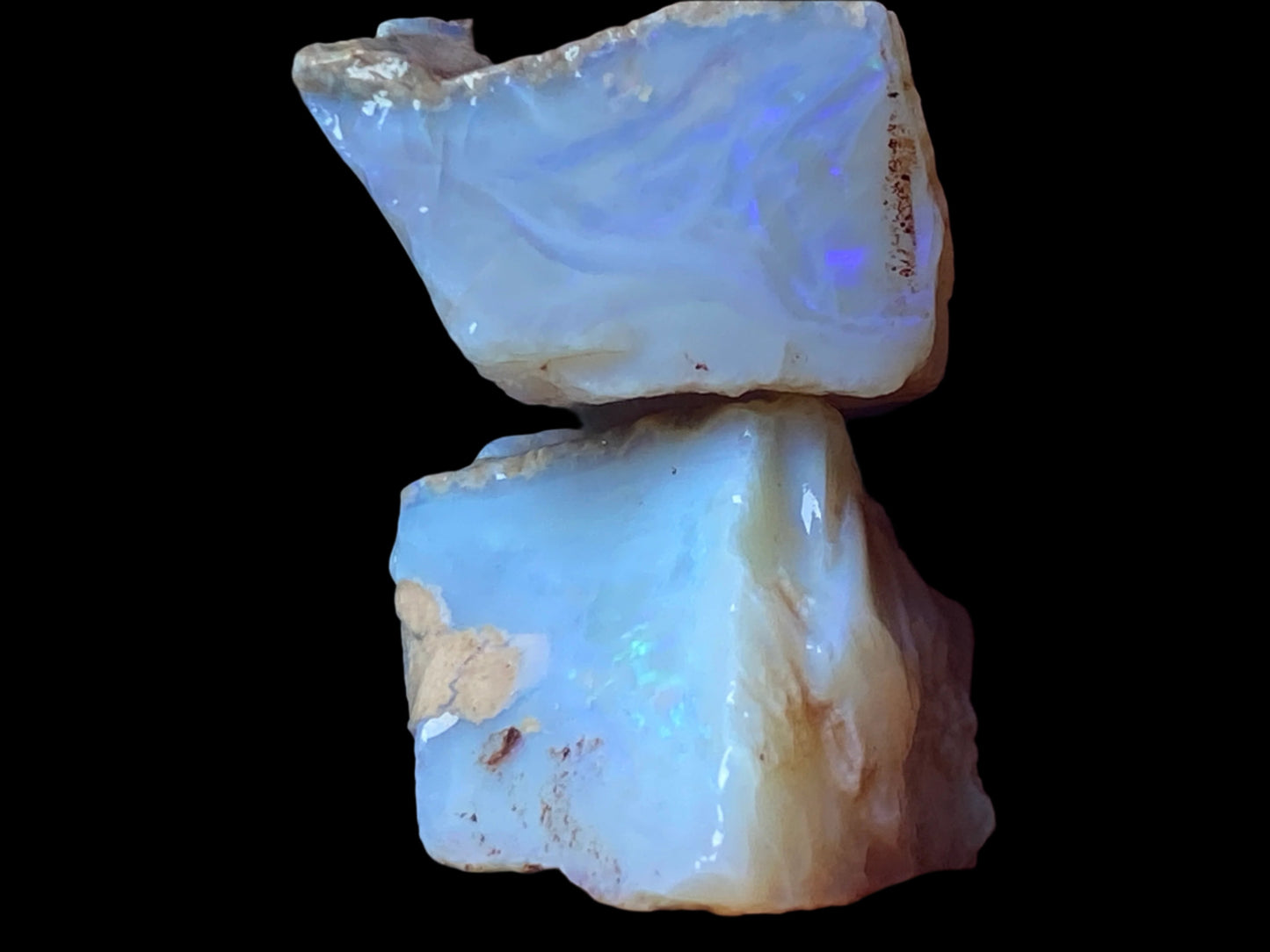 1.3oz Natural Australian Opal Parcel, Two Huge Stones In The Rough, Coober Pedy Crystal