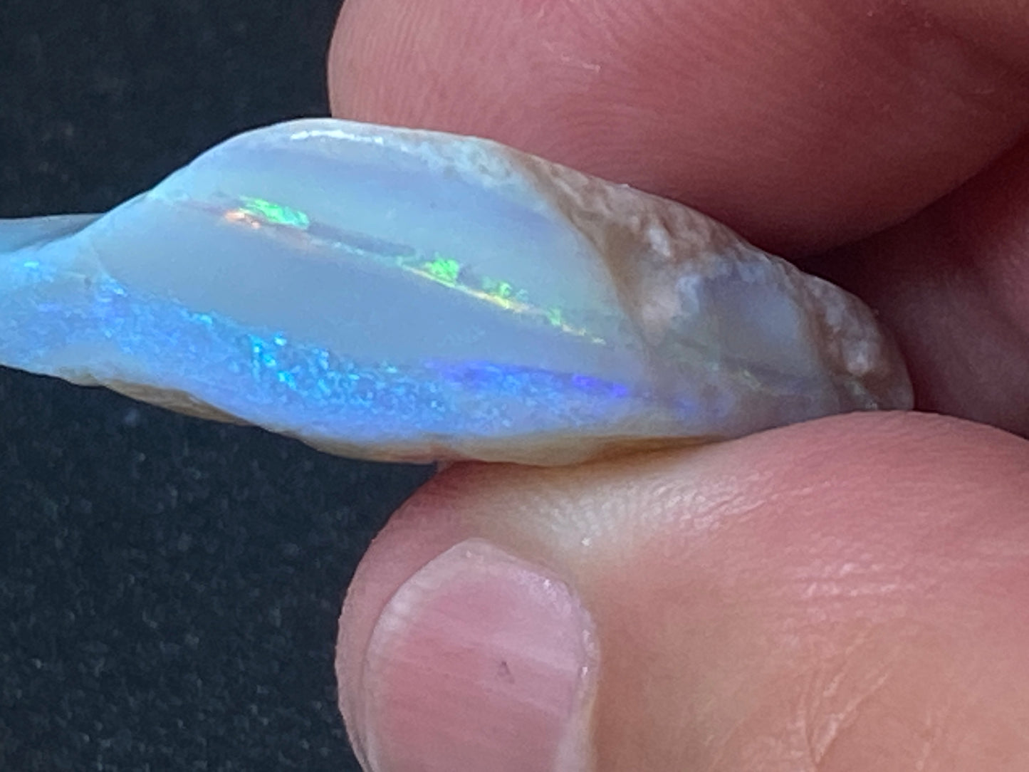 28 Carats, Natural Australian Crystal Opal Stone, Coober Pedy In The Rough, Greens and Blues.