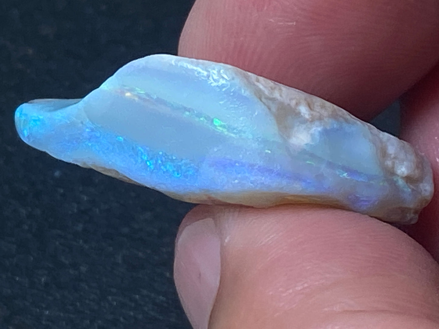 28 Carats, Natural Australian Crystal Opal Stone, Coober Pedy In The Rough, Greens and Blues.