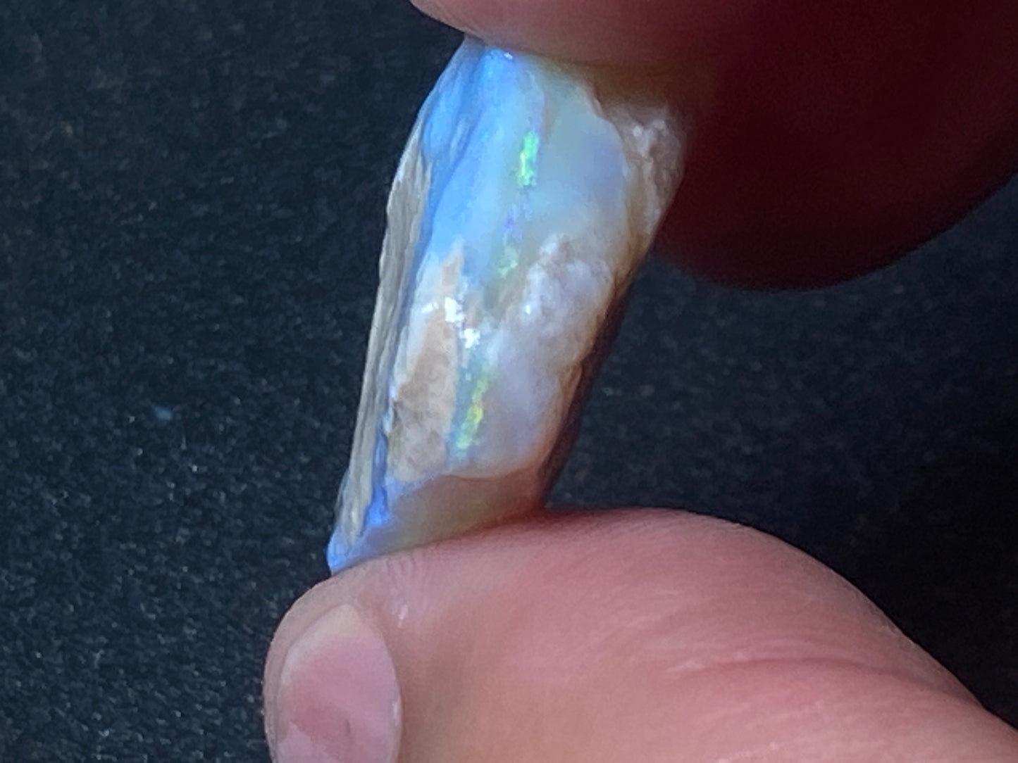 28 Carats, Natural Australian Crystal Opal Stone, Coober Pedy In The Rough, Greens and Blues.