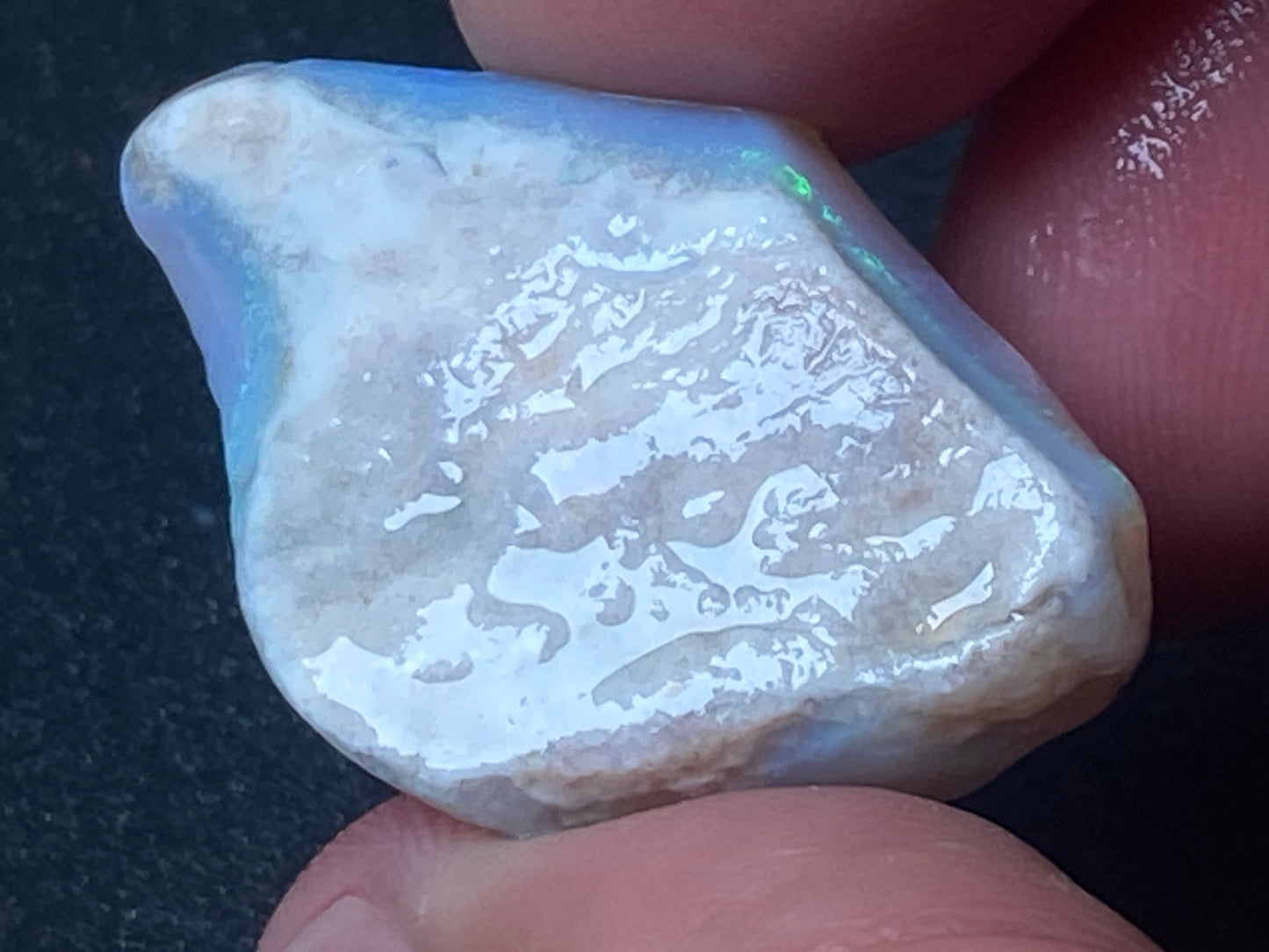 28 Carats, Natural Australian Crystal Opal Stone, Coober Pedy In The Rough, Greens and Blues.