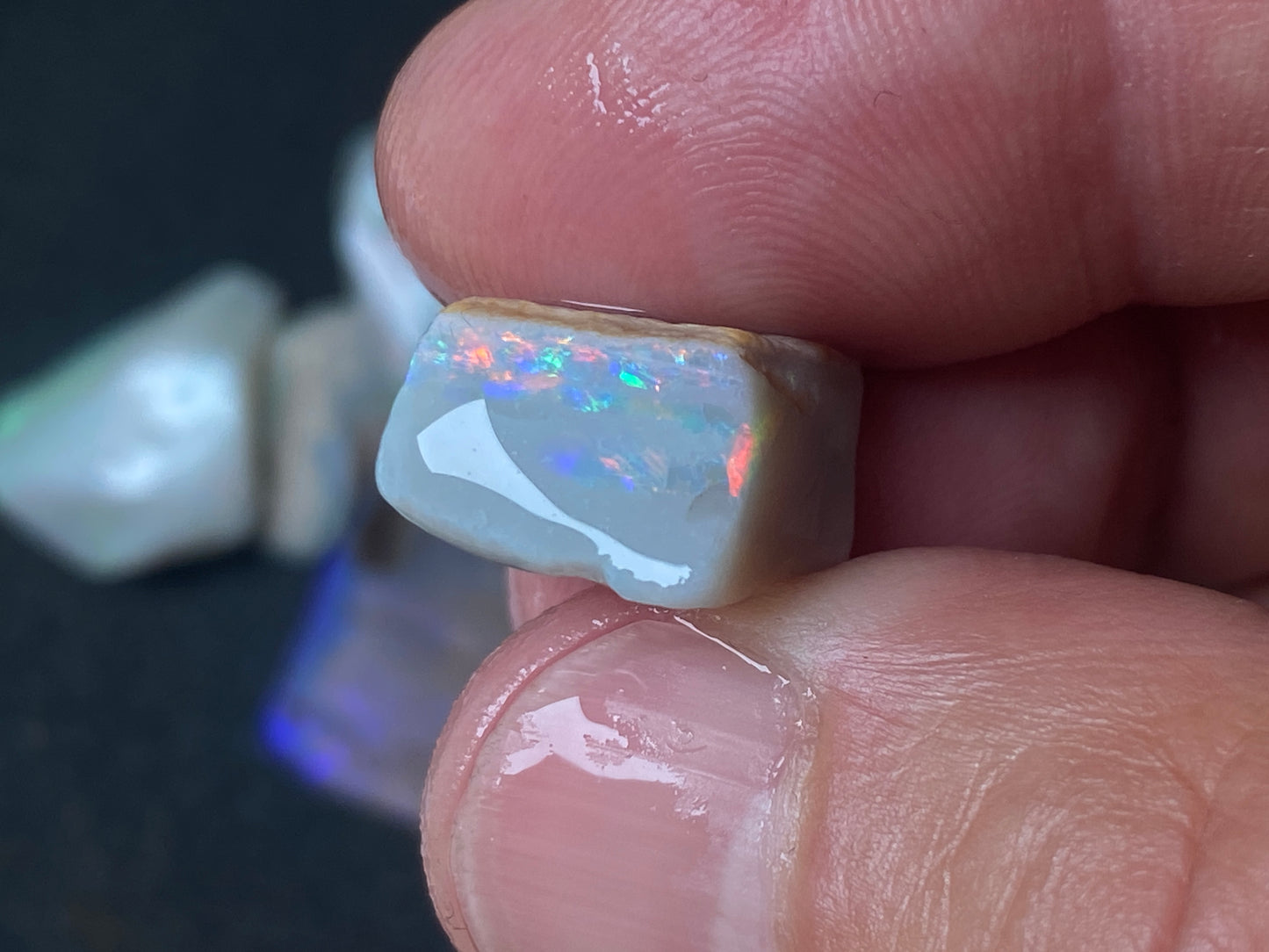 1oz Natural Australian Opal Parcel, Dark Base and Crystal Coober Pedy in The Rough