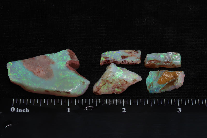 0.5OZ, Natural Australian Opal Parcel, 5 Stones, Shaped In The Rough, Coober Pedy - Australian Opal Store