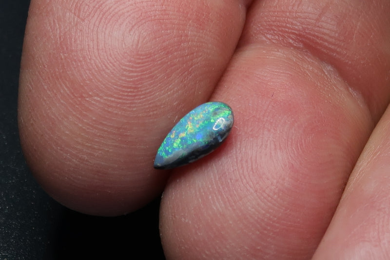 0.72Cts Black Mintubi Tear Drop Polished Stone, Brilliant Pin Fire Rainbow Of Color. - Australian Opal Store