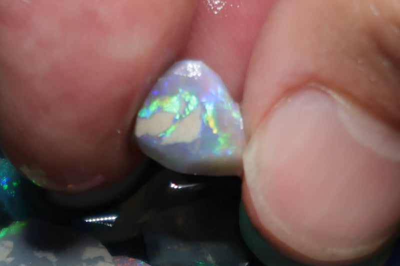 38cts Natural Australian Opal Rubs Parcel, 17 Small Stones, Bright, Black Lightning Ridge - Australian Opal Store