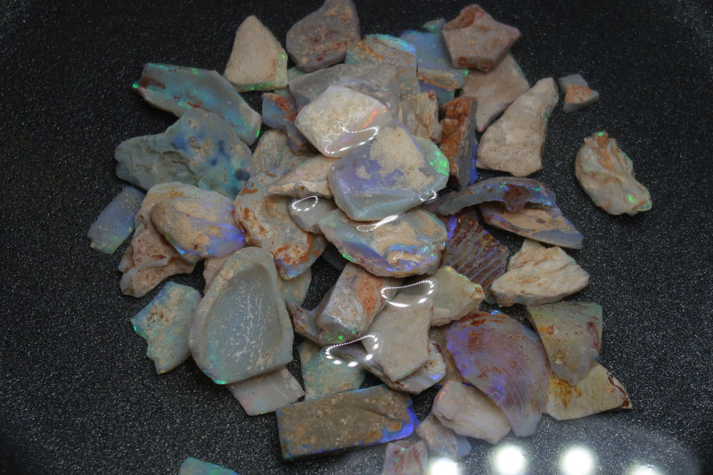 1oz Natural Australian Opal Parcel, Dark Shell Pieces, In The Rough, Coober Pedy