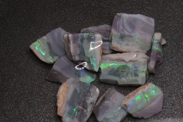 0.8oz, 115Cts, Natural Australian Opal Parcel, 10 Stones, In the Rough, Mintabi Black