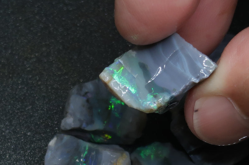 0.8oz, 115Cts, Natural Australian Opal Parcel, 10 Stones, In the Rough, Mintubi Black